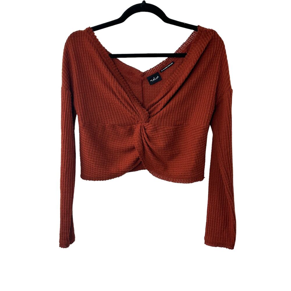 Urban Outfitters Out From Under Rust Twist Front Long Sleeve Crop Top Small New